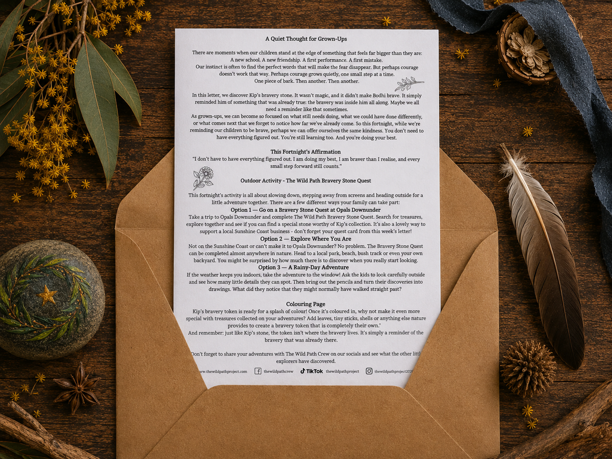 A Quiet Thought for Grown-Ups parent letter included with The Wild Path children's letter adventure.